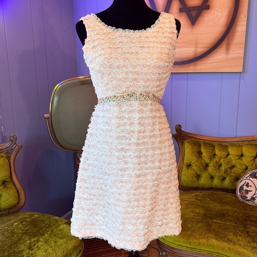 Vintage 50s/60s Pink Lace Ruffle Babydoll Dress - Picture 1 of 9